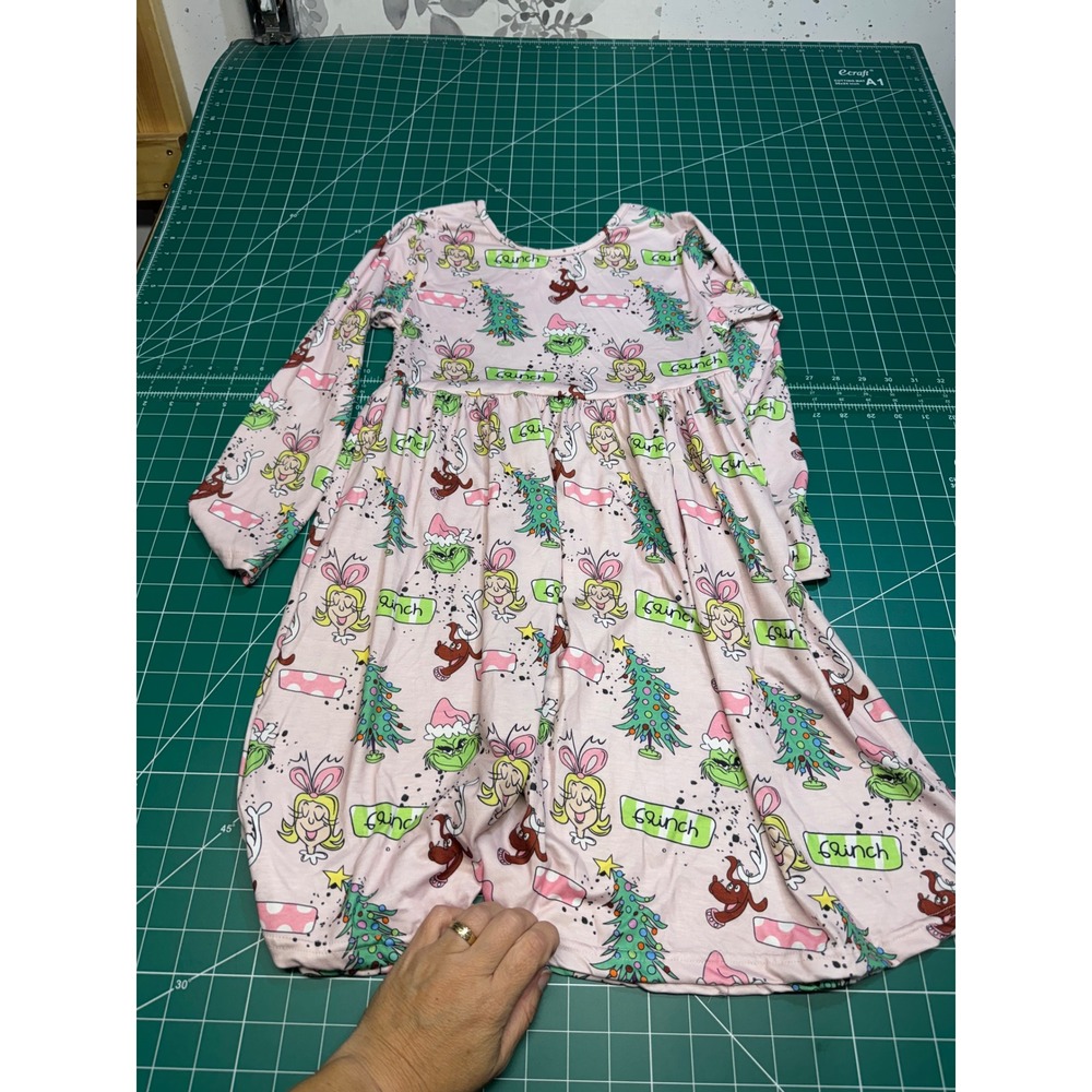 Abby & Evie Girls Pink Grinch Christmas Long Sleeve Dress Size 10 Holiday